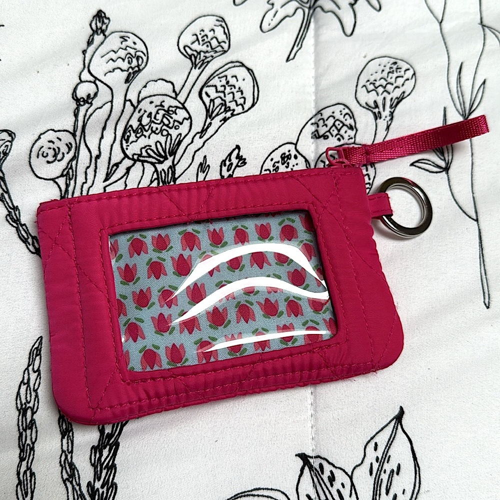 Vera Bradley Zip ID in Peacock Pink with Tulip interior EUC